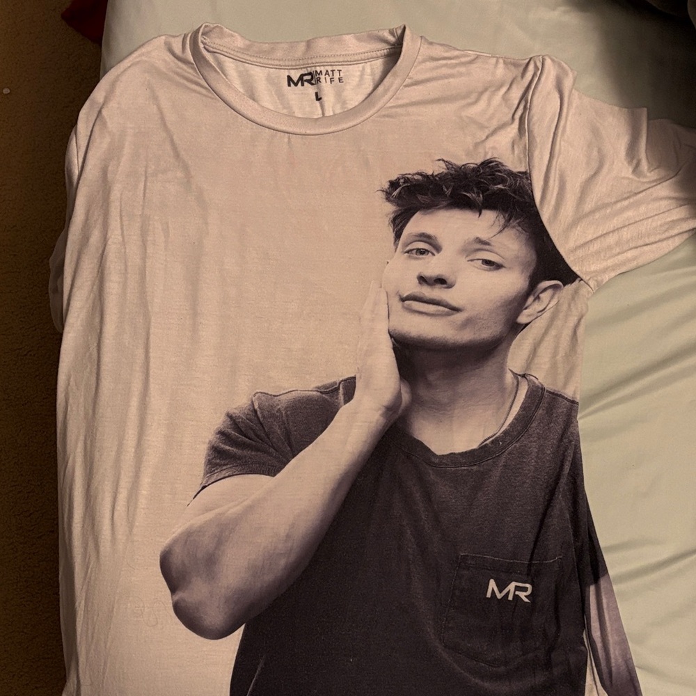 Gray Graphic Tee with Matt Rife Portrait Design